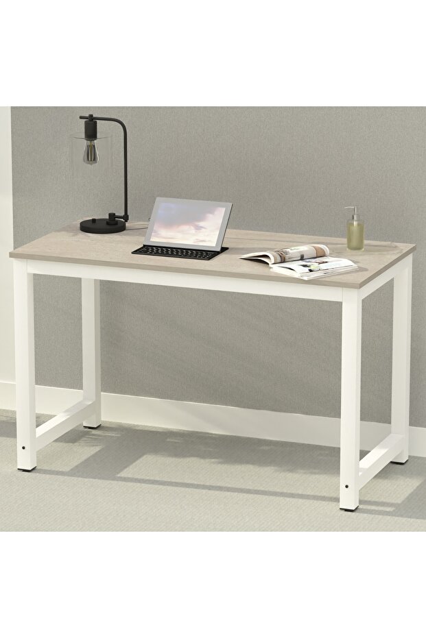 ZCD-25W Modern Study Desk, Modern Executive Desks for Home, Office - White Concrete