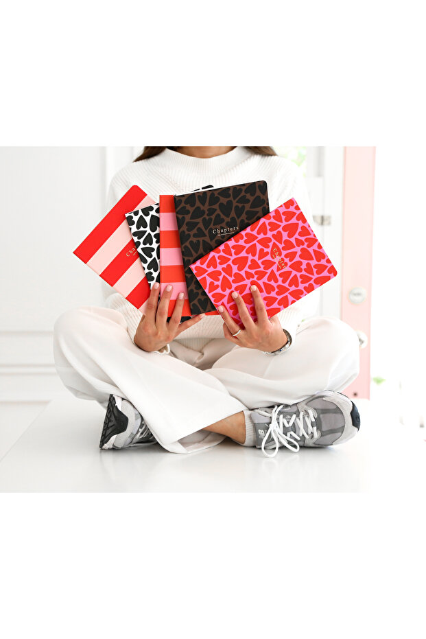 Cansav Notebook, Pink & Red Stripes - 4