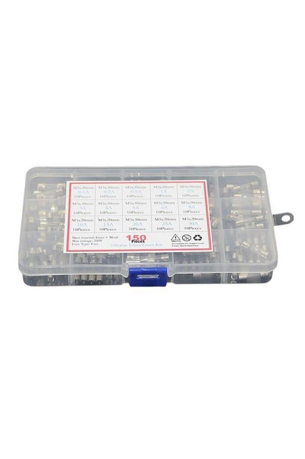 Cam Sigorta Seti 5x20 mm 150 Adet 15 Çeşit 250v Şeffaf Çantada - 2