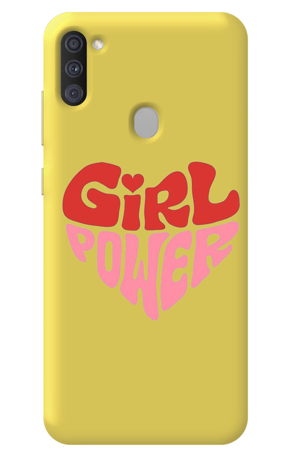 Samsung M11 Yellow Inner Velvet Heart Girl Power Patterned Silicone Phone Case