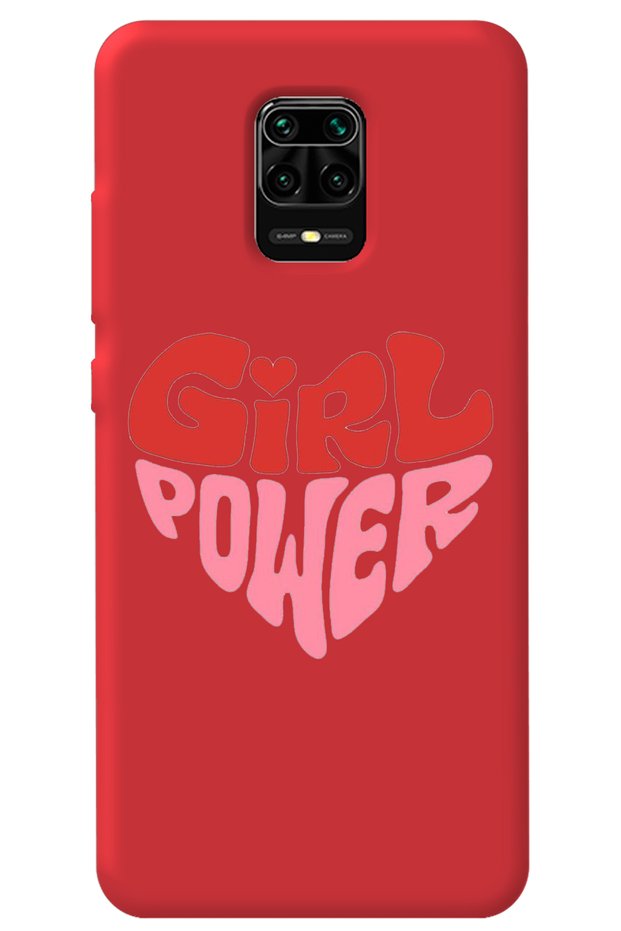 Xiaomi Redmi Note 9 Pro Red Inside Velvet Heart Girl Power Patterned Silicone Phone Case