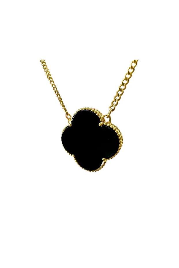 Van Cleef Siyah Altın Kolye - 1