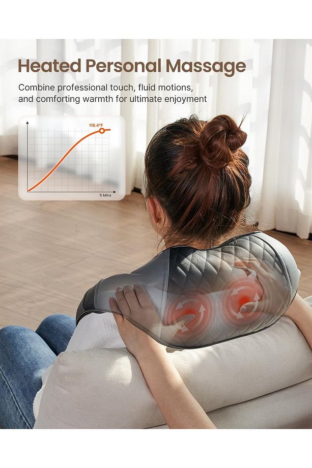 Isıtmalı Shiatsu Sırt ve Boyun Masaj Aleti, Derin Doku Yoğurma - 4