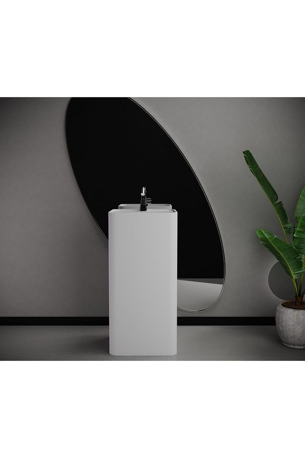Monoblok Akrilik-corian Solid Ayaklı Banyo Lavabosu-  Bilbao Square - 1