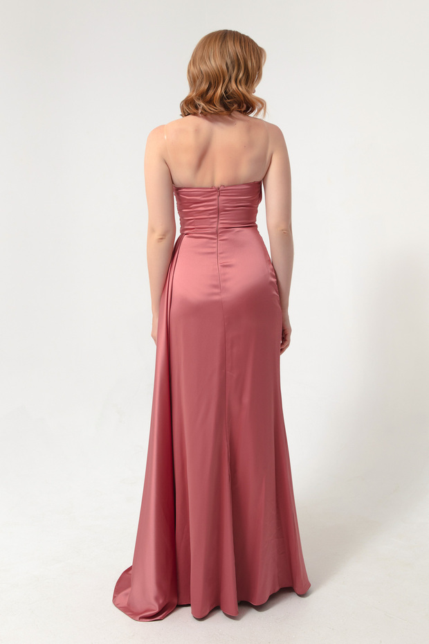Rochie de seară lungă de damă cu piept somon - 5