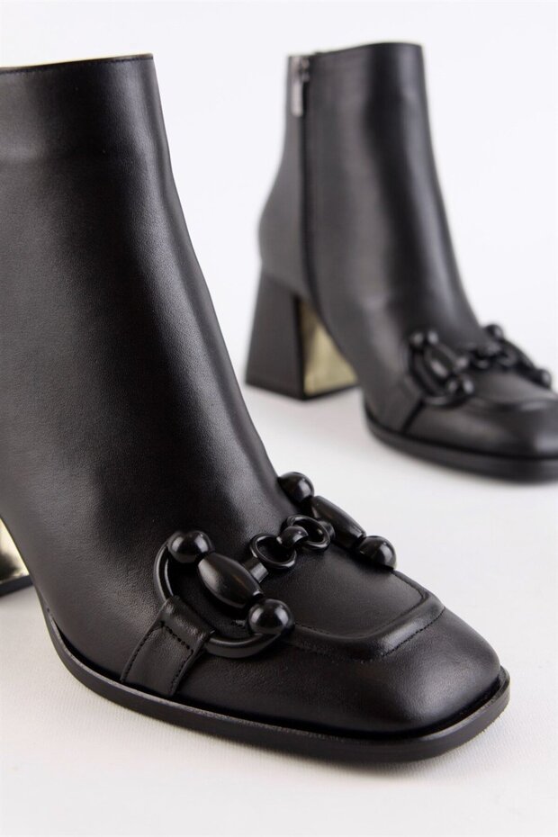 Lorena Siyah Hakiki Deri Topuklu Bot - 7