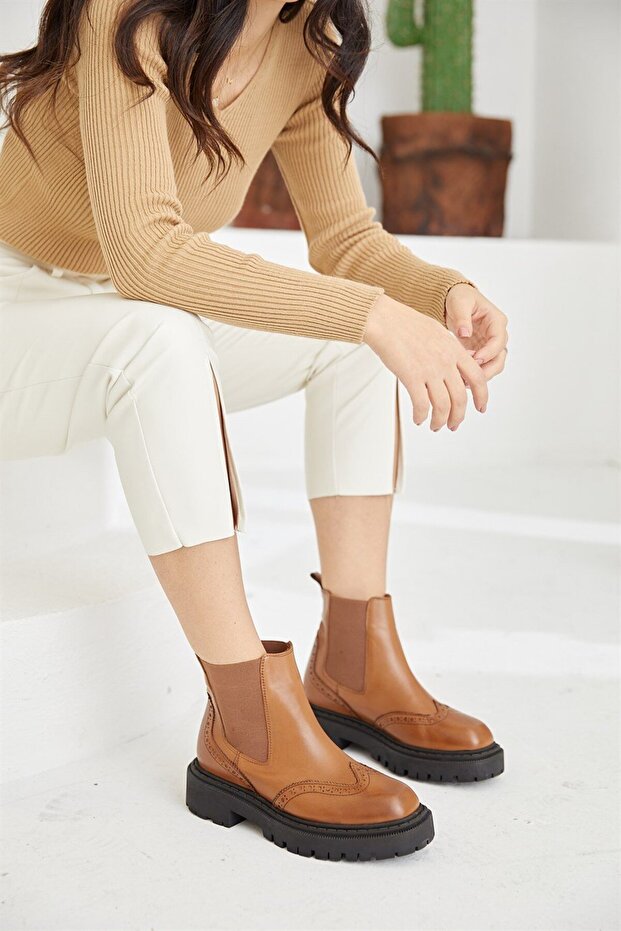 Dems Taba Hakiki Deri Yandan Lastikli Bot - 1