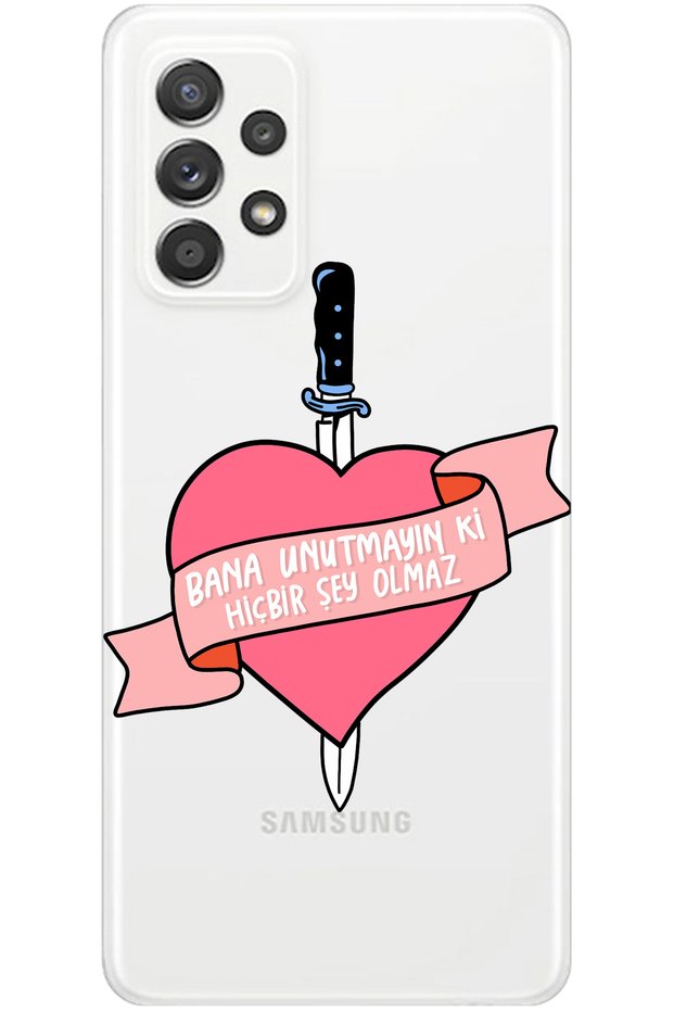 Samsung A33 Transparent Forget Me Not Girl Power Patterned Silicone Phone Case