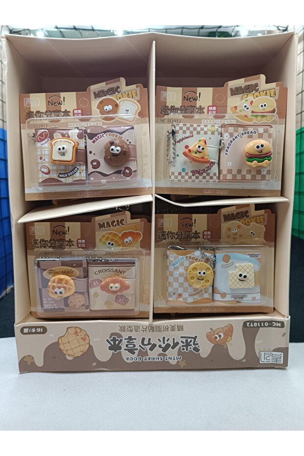 Sanrio Kawaii Mini 2-Piece Notebook and 3D Sticker Fast Food Cover Cute Keychain with Special Features 1Set