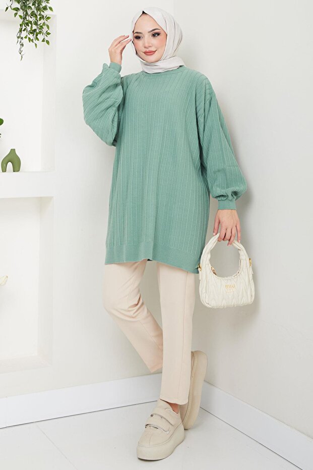 Balon Kol Triko Tunik Mint HM2519 - 5