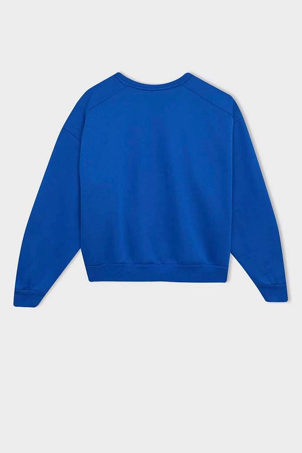 Coool Oversize Geniş Kalıp Bisiklet Yaka Kalın Basic Düz Sweatshirt A4177ax24wn - 3