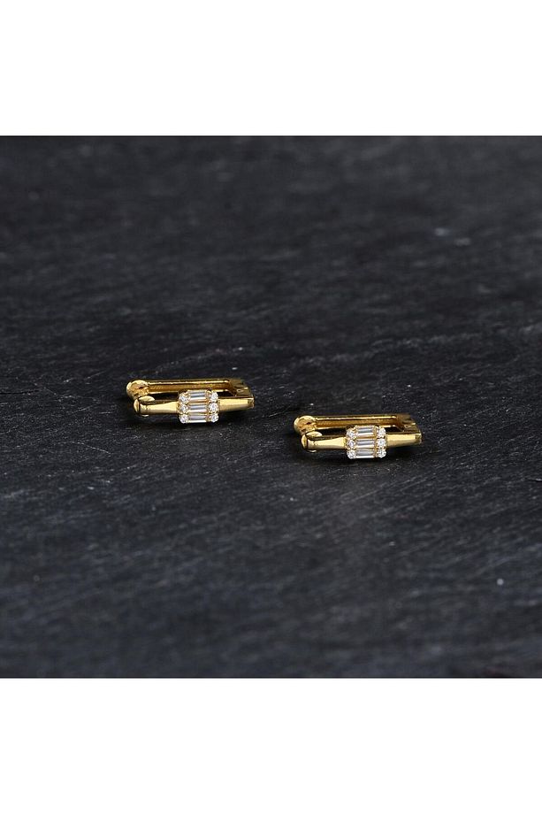 14 Ayar Modern Baget Tek Halka Altın Küpe 1,05 gr - 5
