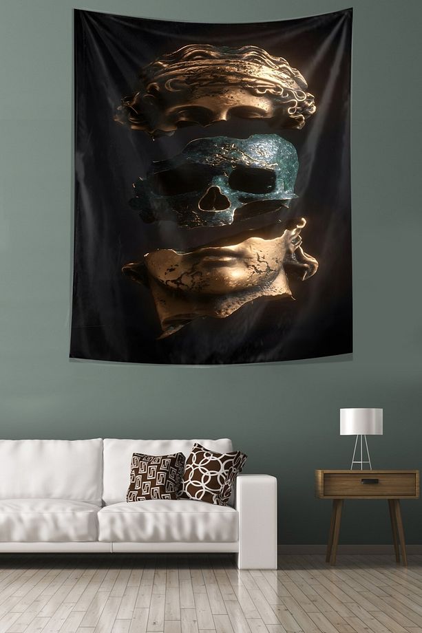 Heykel Kafası Leke Tutmaz Kumaş Duvar Örtüsü Duvar Halısı Tapestry - 3