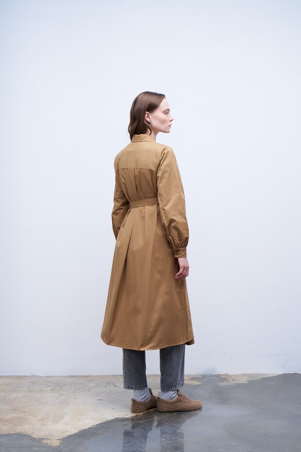 Volanlı Trençkot Camel - 7