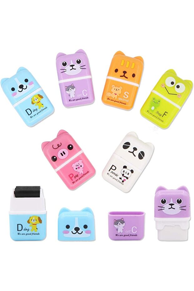 6 Pcs Cute Pencil Eraser, Cartoon Animal Themed Roller Colorful Rectangle Eraser, Pencil E...