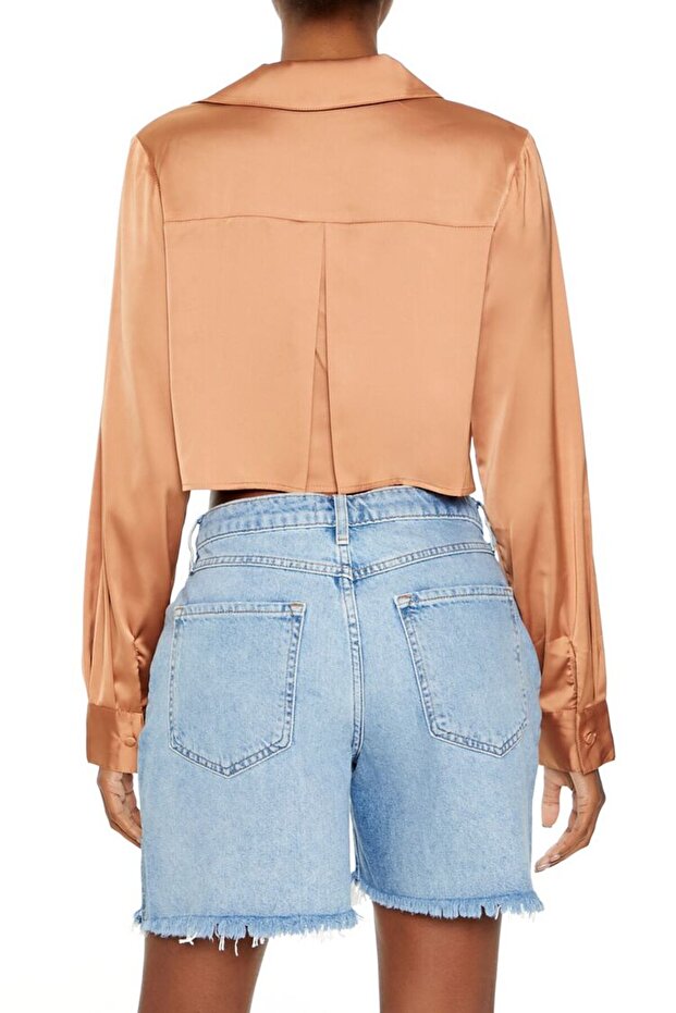 Saten Crop Gömlek - 4