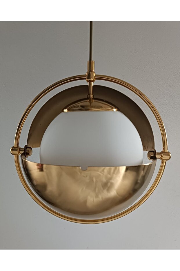 TULİ Tekli Gold Kaplamalı Sarkıt Avize Modern Avize Puzzle Asma Tavan Avize Led Ampul Şık Tasarım - 4