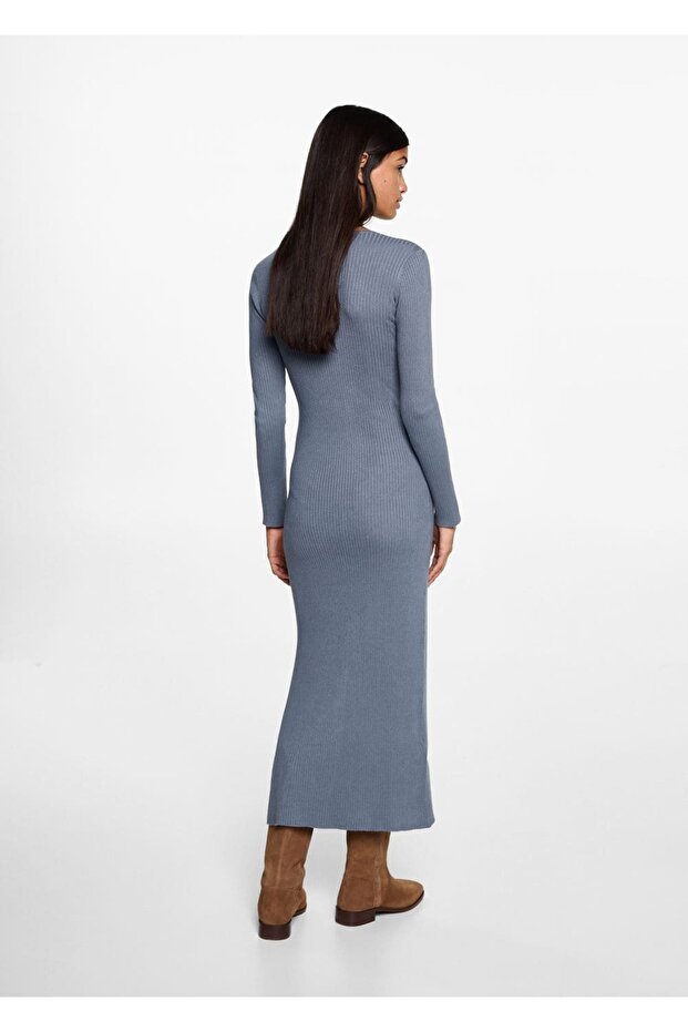 Lastikli Midi Elbise - 4