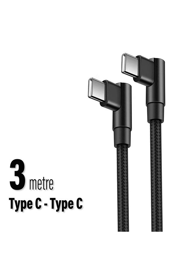 3 Metre TYPE-C Şarj Kablosu HIZLI Şarj Samsung Uyumlu Type c to Type C Uzun - 7