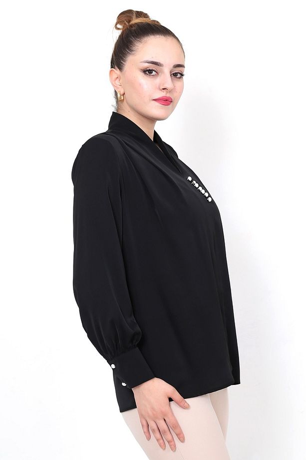 jesika kumaş önü inci düğmeli gömlek - 2