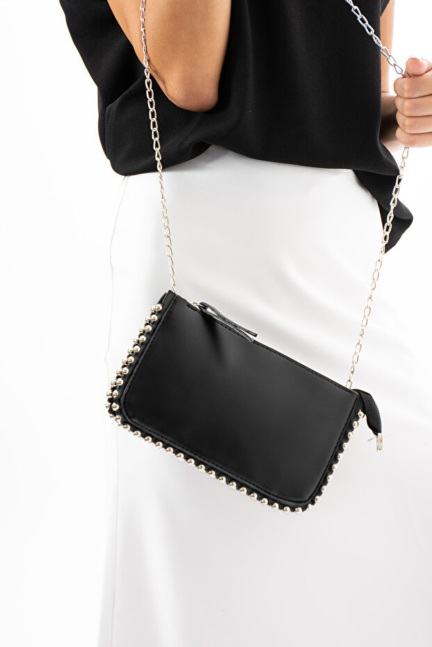 Black Beaded Mini Bag - 1