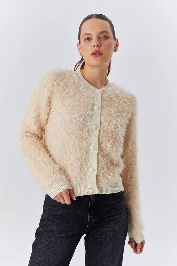 Ekru Triko Hırka - 1