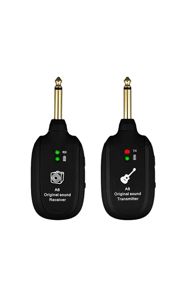 A8 UHF Guitar Wireless System Transmitter Receiver Built-in Rechargeable Wireless Guitar Transmitter