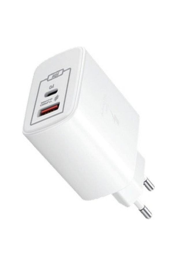 Yeni Nesil Çift Çıkışlı PD USB 25W Süper Hızlı Şarj İos Android Uyumlu Fast Charge Başlık Kafa Beyaz - 3