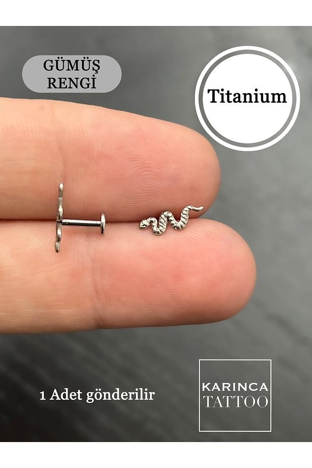 Yılan Piercing Titanyum Piercing Dudak Tragus Forward Helix Flat Kulak Conch Lobe Labret Snake Bites - 2