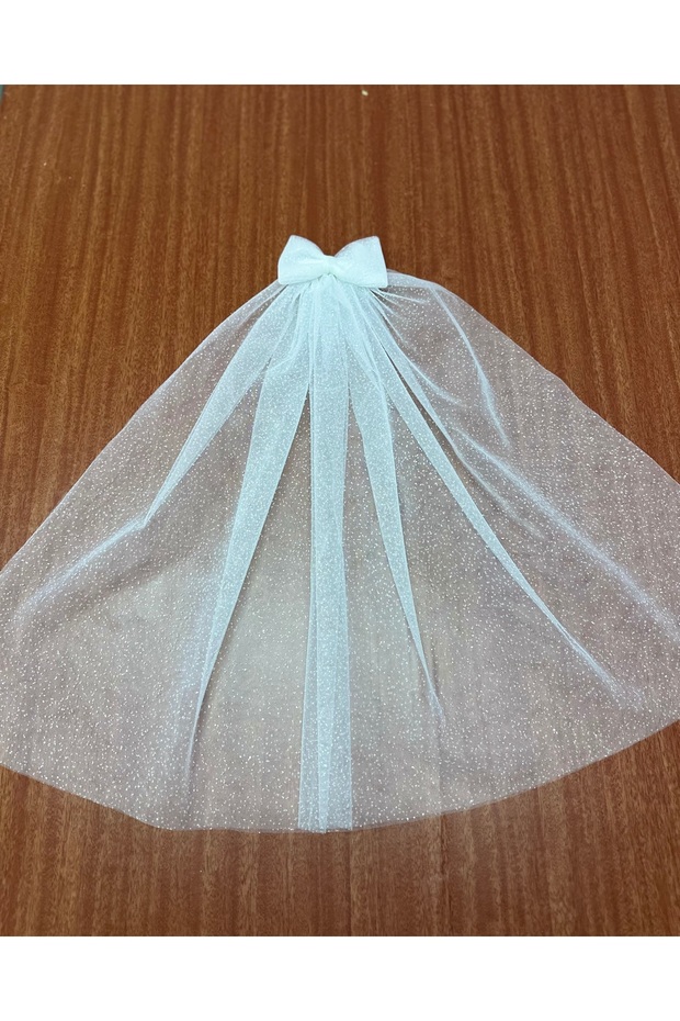 Off-White Short Glitter Bow Veil