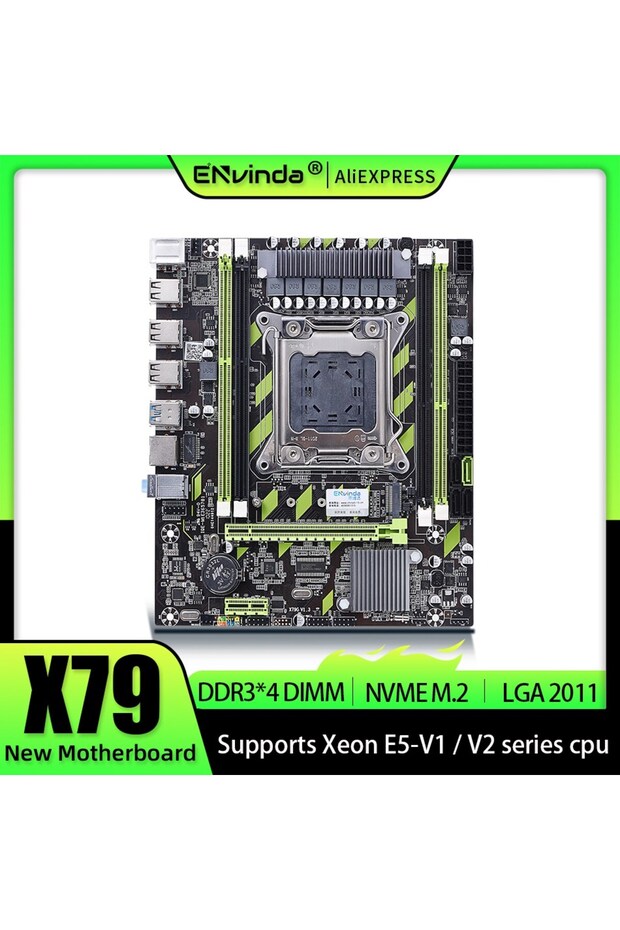 لوحة أم ENVINDA X79 LGA 2011 USB2.0 SATA3 تدعم ذاكرة REG ECC والمعالج Xeon E5 4DDR3...