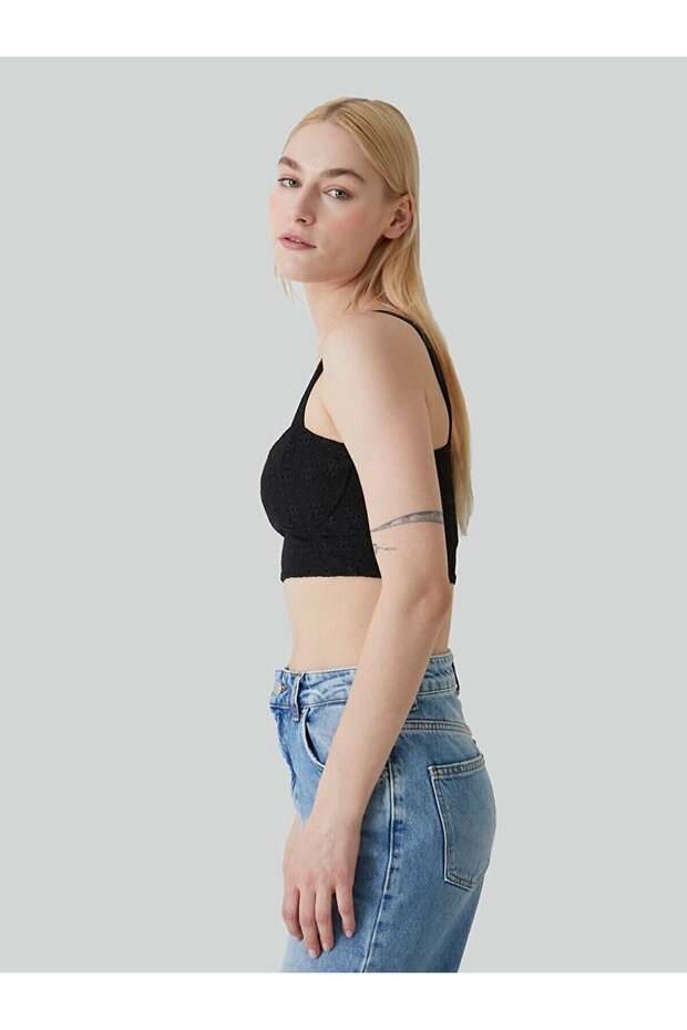 Askılı Dantel Top Siyah Atlet - 4