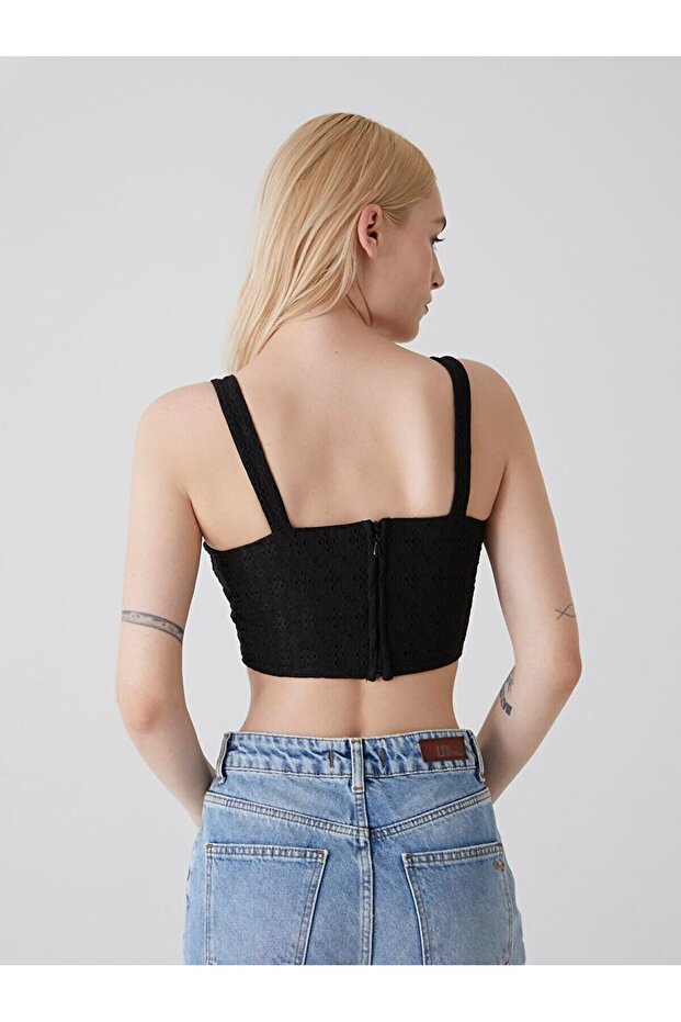 Askılı Dantel Top Siyah Atlet - 3