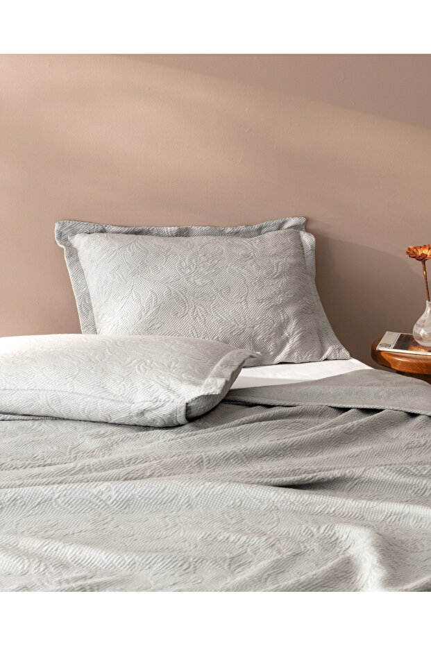 Esther Çift Kişilik %100 Pamuk Yatak Örtüsü - Gri - 3