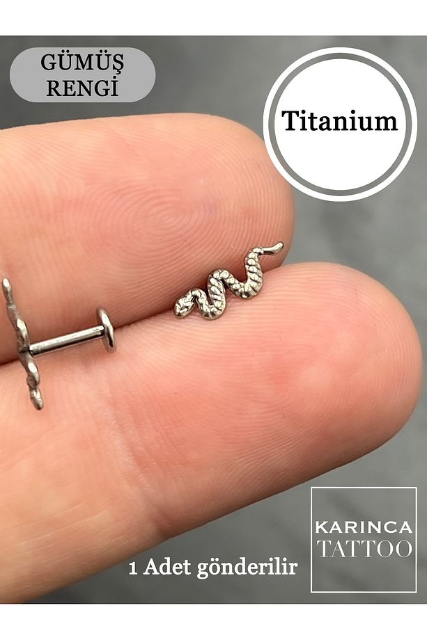 Yılan Piercing Titanyum Piercing Dudak Tragus Forward Helix Flat Kulak Conch Lobe Labret Snake Bites - 1