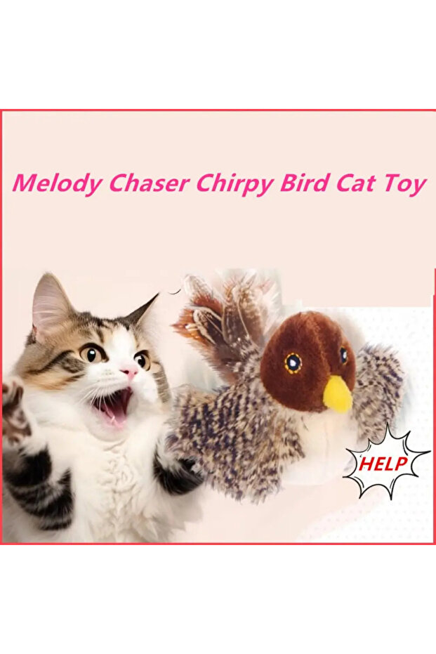 Interactive Cat Toys Flying Bird Cat Toy Flapping Wings Sparrow Catnip Toys Vivid Chirpi]ng Simul... - 8