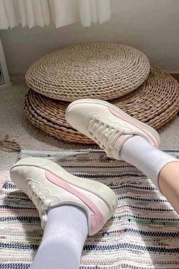 Kadın Snekars Yüksek Taban Spor Ayakkabı Kadın Sneaker Ayakkabı 380147-05-2 Bej - 7
