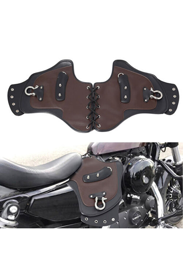 Motorcycle Universal Brown PU Leather Heat Saddle Shield Deflectors For Harley Touring Electra Gl...