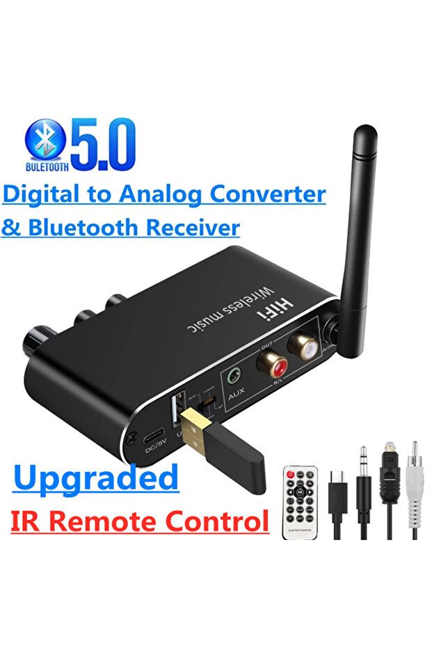 محول صوت رقمي إلى تناظري DAC، رقمي SPDIF، بصري، محوري إلى 3.5 ملم، 3.5 AUX