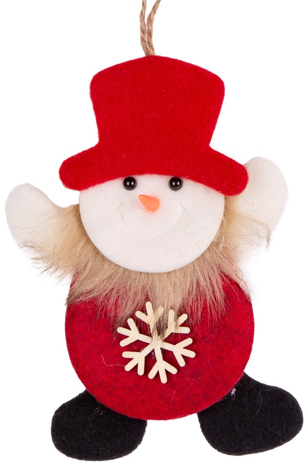 Christmas Ornament, Snowman, with Snowflake Figure, Red - 10X15 cm