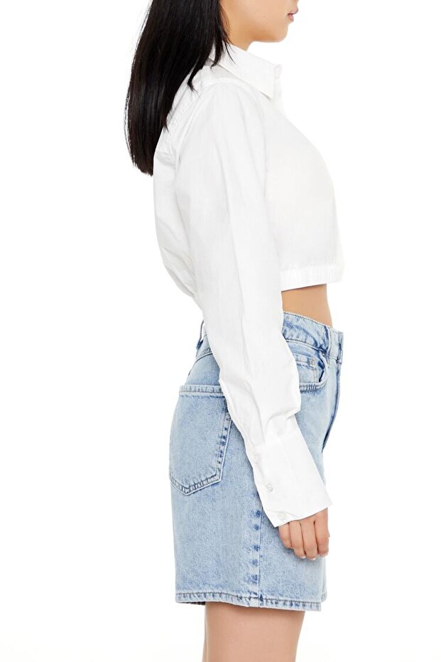 Crop Poplin Gömlek - 4