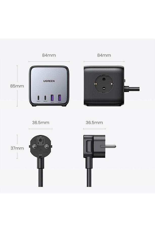 Cube 65w Gan 2 Hızlı Şarj Cihazı 2*usb / 2*type-c 3 Lü Akım Korumalı Küp Grup Priz Mimbsho - 7