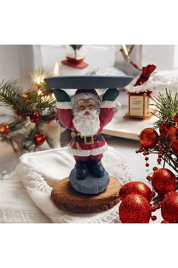 yılbaşı süsü tabak tutabilen noel baba dekoratif obje - 1