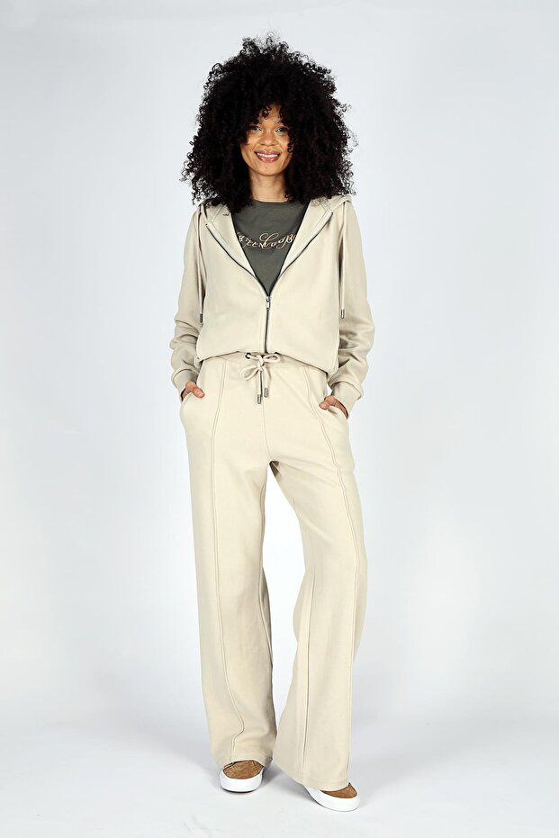 Cream Women's Normal Waist Regular Fit Sweatpants 251 Lcf 227005 Dou Cream