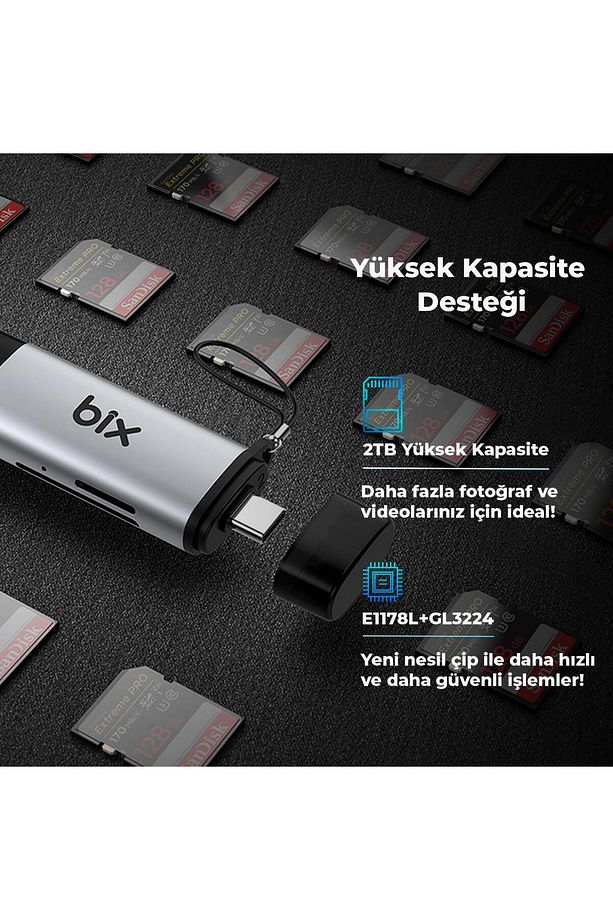 Adp-11 Type-c Ve Usb 3.2 Sd Ve Micro Sd Otg Hafıza Kartı Okuyucu - 5