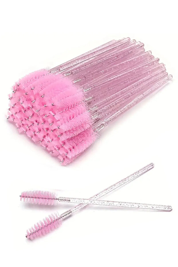 5-Piece Eyebrow and Eyelash Combing Brush 5 Pieces Transparent Pink