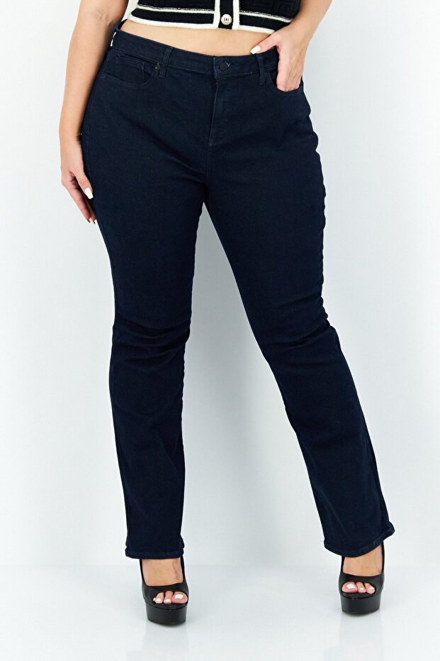 Women Bootcut High Rise Stretchable Jeans, Navy Denim