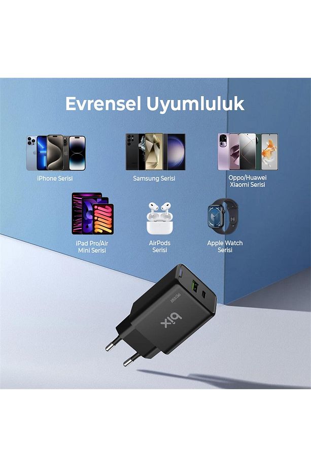 Bx2p46g 45w Gan Usb-c Usb-a Şarj Aleti Iphone Ipad Pps Pd Type-c Hızlı Şarj Cihazı Siyah - 4