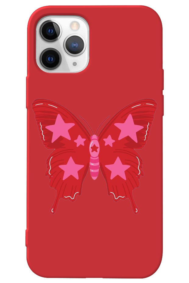 iPhone 13 Pro Red Inside Velvet Butterfly Girl Power Patterned Silicone Phone Case