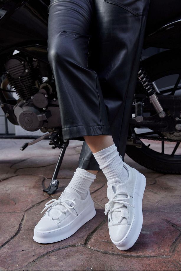 Diya Beyaz Hakiki Deri Kadın Sneaker - 5